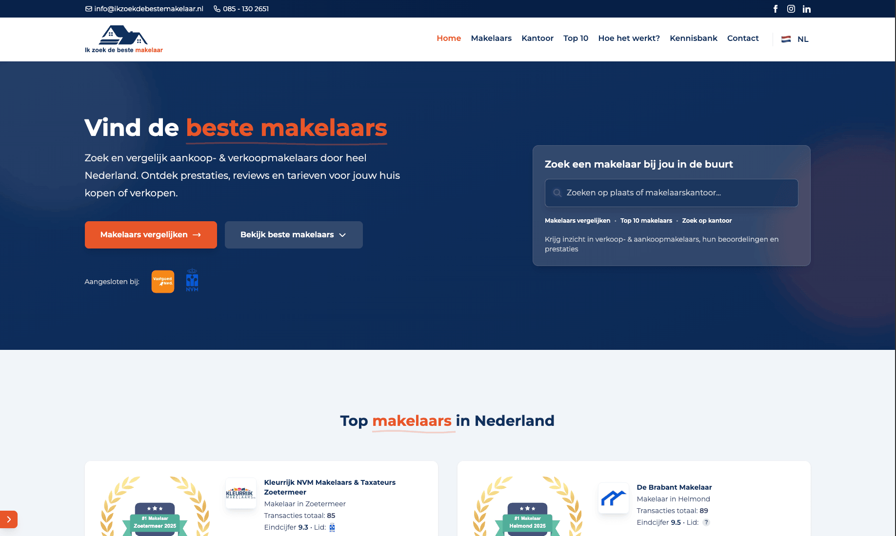Screenshot ikzoekdebestemakelaar.nl - Offerte platform